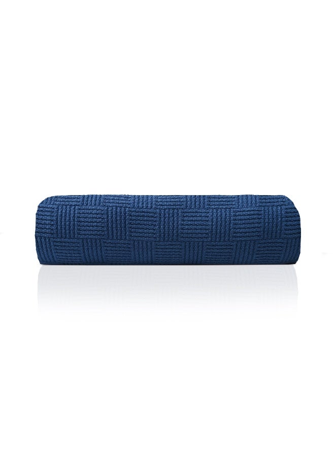 Relax Egyptian cotton Leno throw blanket,ultra-soft & lightweight with an elegant woven design ,king size 255x225 cm , Indigo Color - Image 4